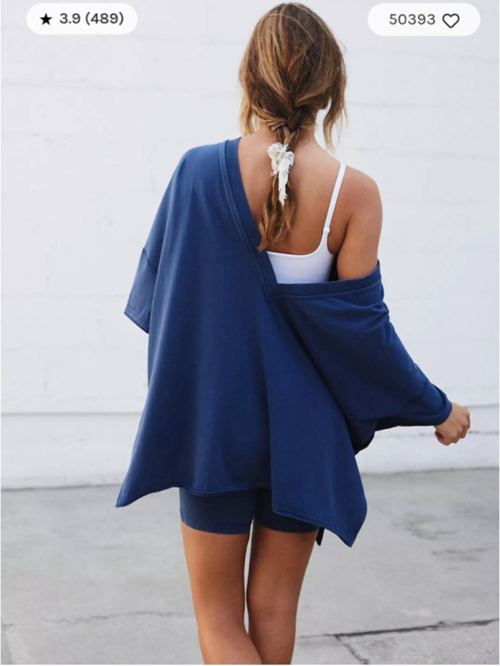 Free People FP Movement Midnight Navy Oversized Tee Biker Shorts Set XL